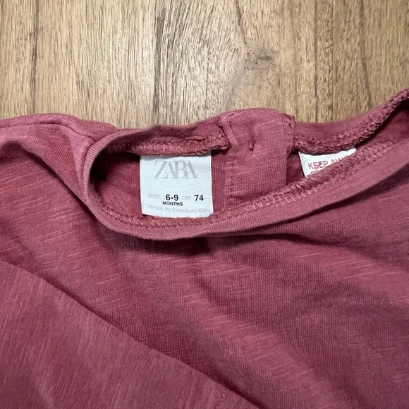 Zara Pink Long Sleeve Ruffled Tee - Picture 3 of 3